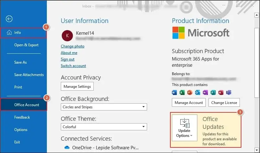 Select the Office Account