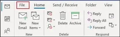 Outlook application and go to the File