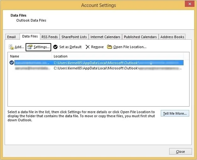 choose the OST file to compress