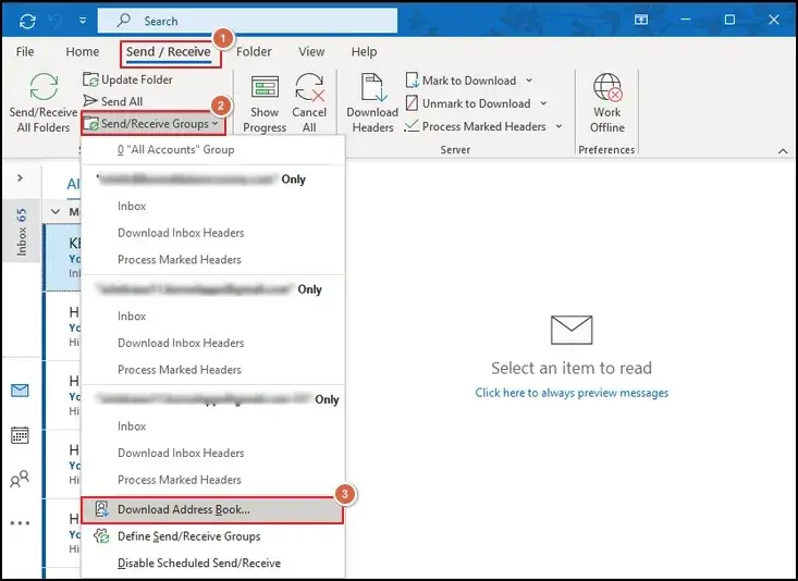Click on the Download Address Book option