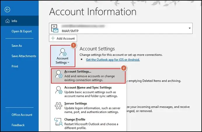 Choose the Account Settings