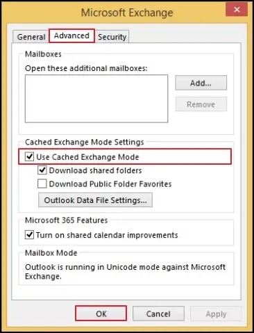 Click OK to save changes and restart Outlook
