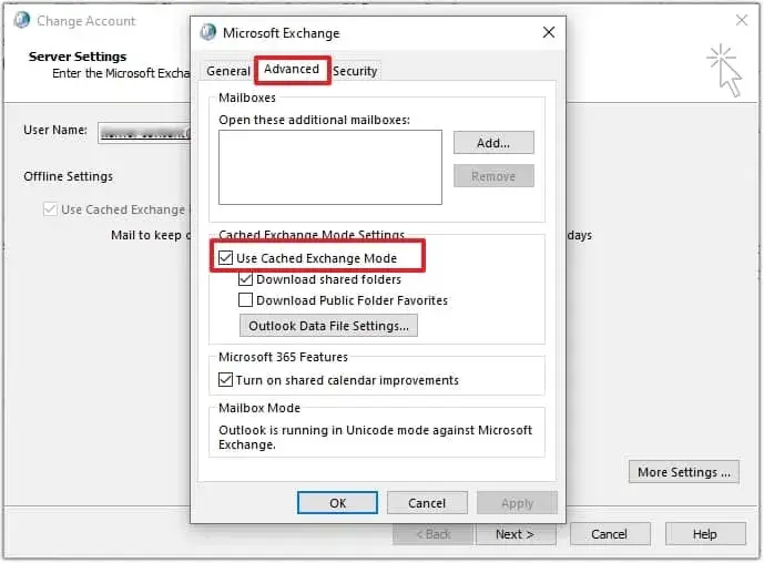 Use Cached Exchange Mode