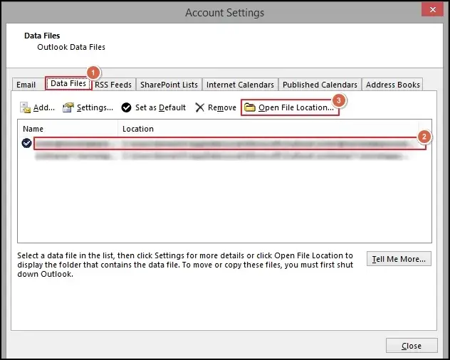 Choose the desired file and click on Open File Location