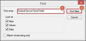 clicking the Find Next option