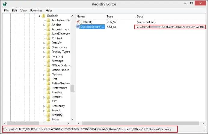 Find the registry key of the folder