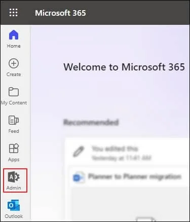 click on Admin from the left pane