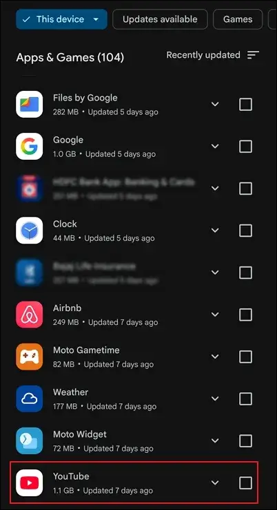 Update the YouTube application