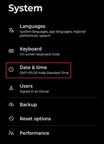 Click on Date and time to match the current time zone