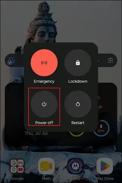 select Power off from the available options. Press and hold