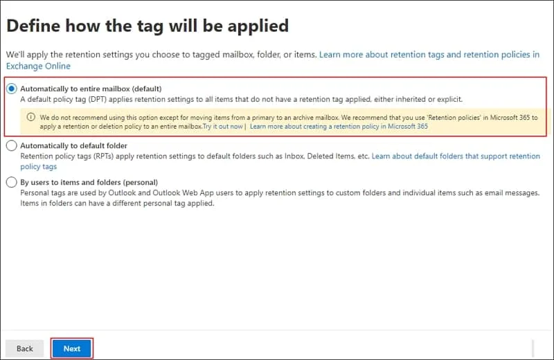 Define how the tag will be applied