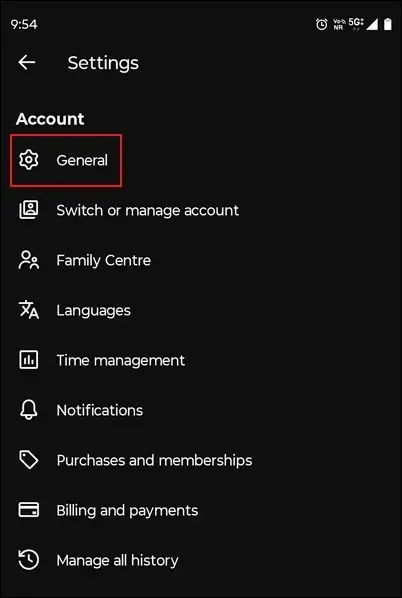 Go to the General section under Settings