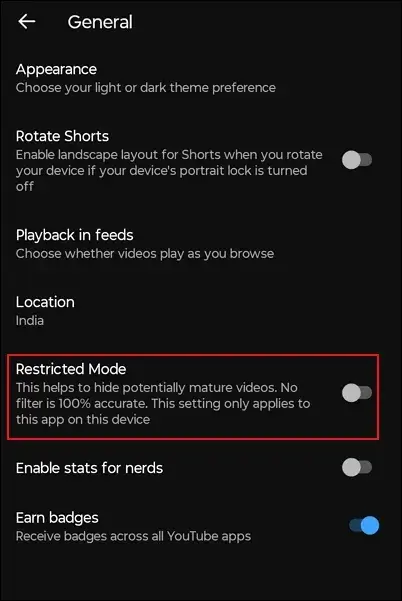 Disable Restricted Mode