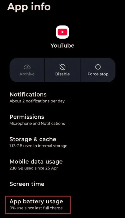 App battery usage