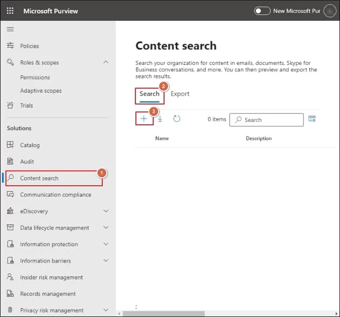 go to the Search section and click on + icon