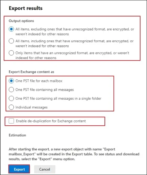 customize the export results