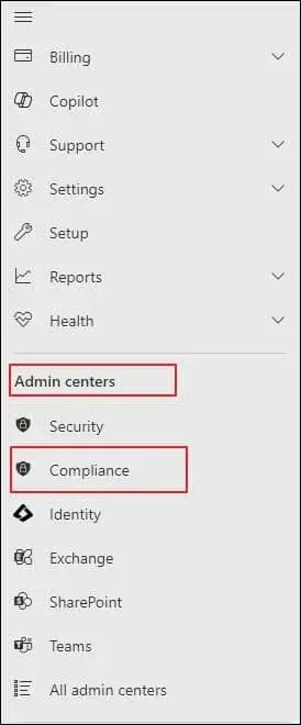 Go to the Microsoft 365 Admin centers