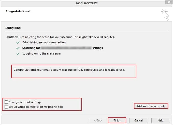 Finish option to complete the process