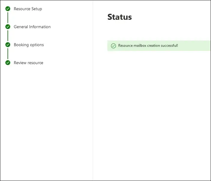 create the Resource mailbox successfully