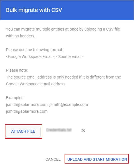 Upload and Start Migration