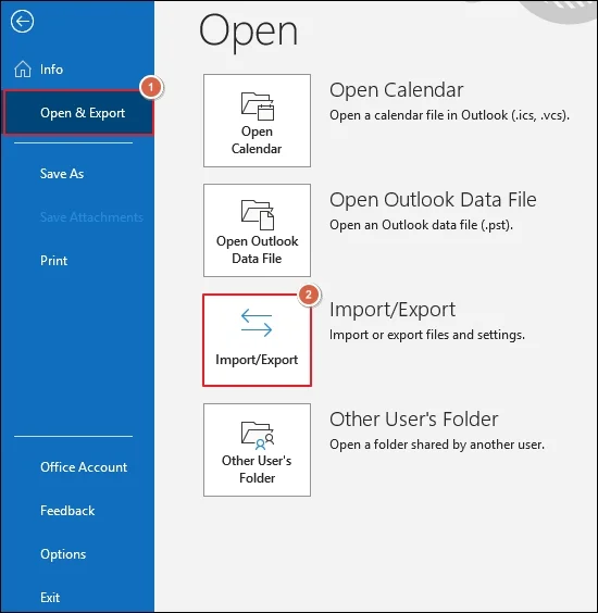 Tap on Import or Export option