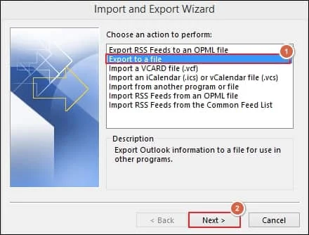 choose export to a file