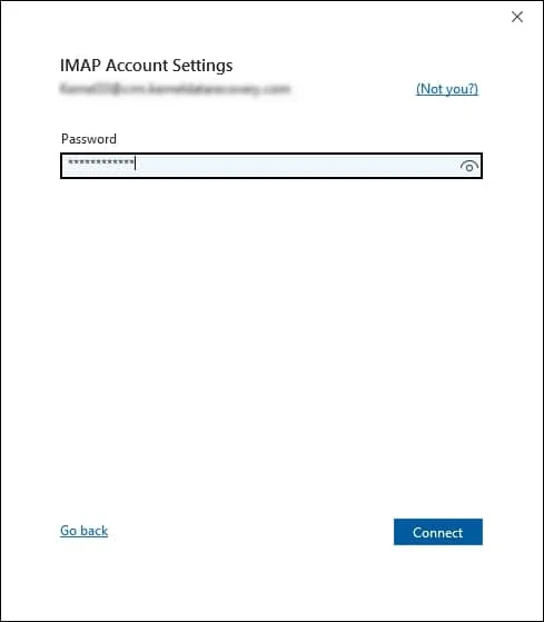 type your account password and click connect