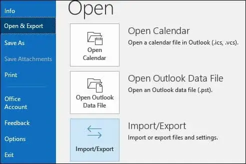 click on open and export then choose the Import/Export