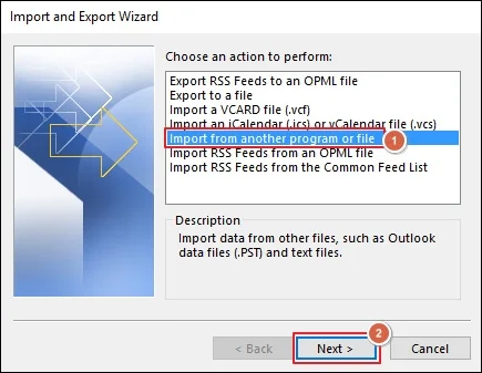 Import from another program