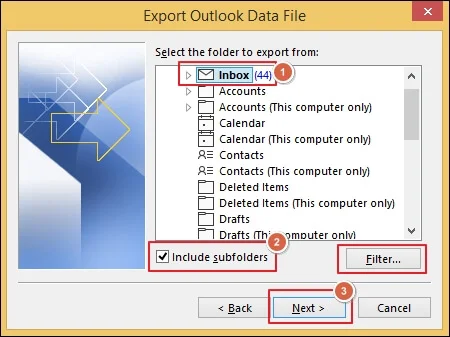 Choose the required mailbox folder