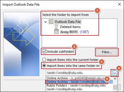 Select archive mailbox