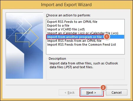 Import from another program