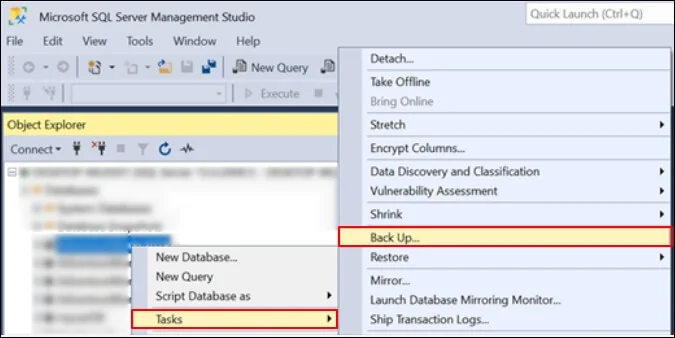 choose task and backup