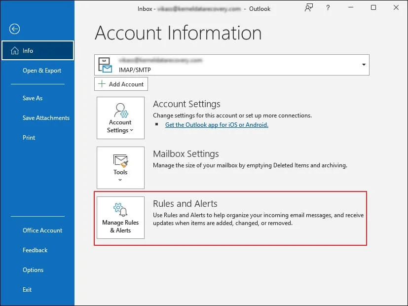 Manage Rules & Alerts