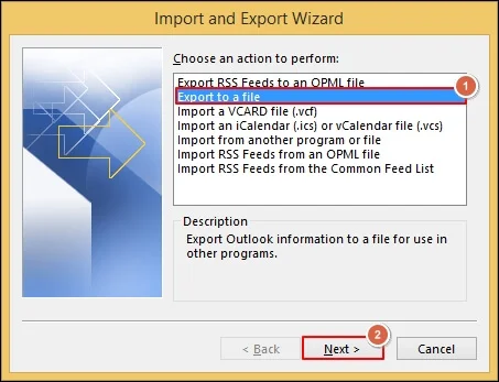 Choose Export to a file