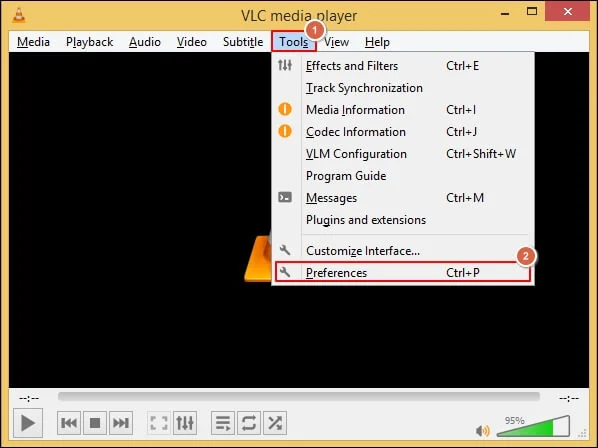 Select the preferences option option