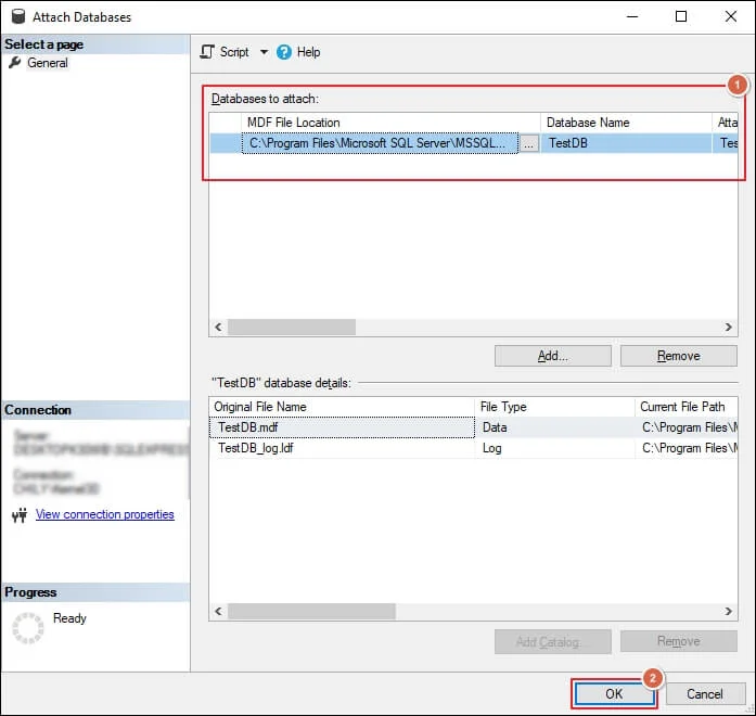 Verify the list of databases