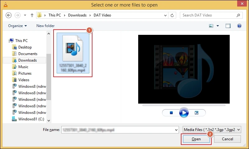 Browse to select your DAT file