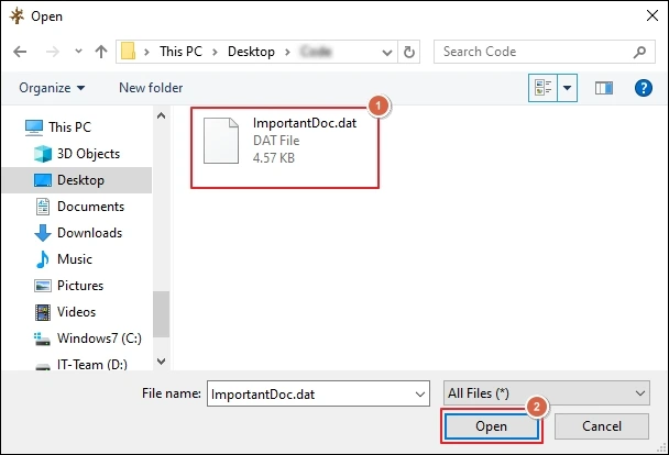 Choose the DAT file