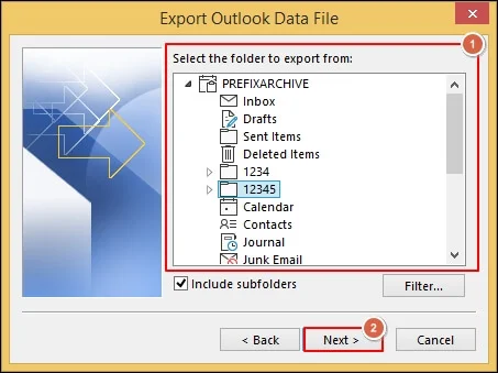 Select the desired folders 