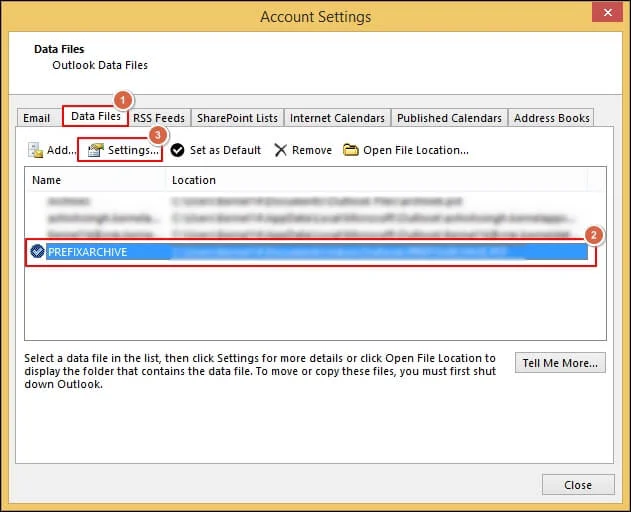 choose the PST file