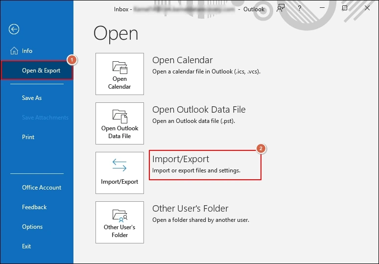 click on the Import Export