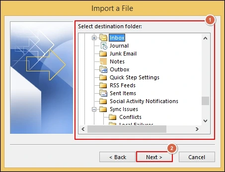 Choose the desired folders