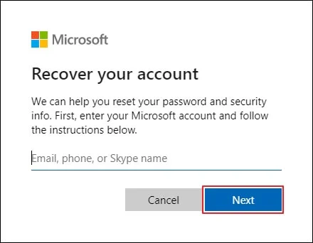 reset account password
