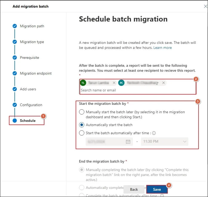Schedule batch migration