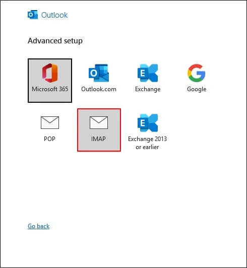 Select the IMAP 