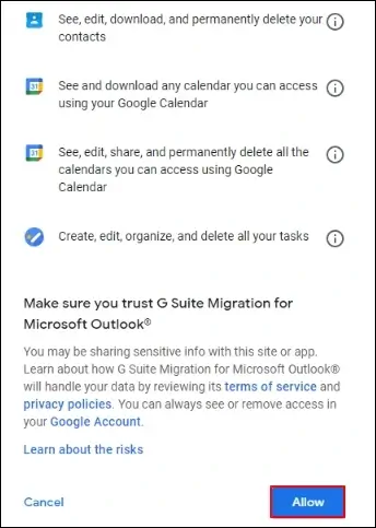 permissions on the next page