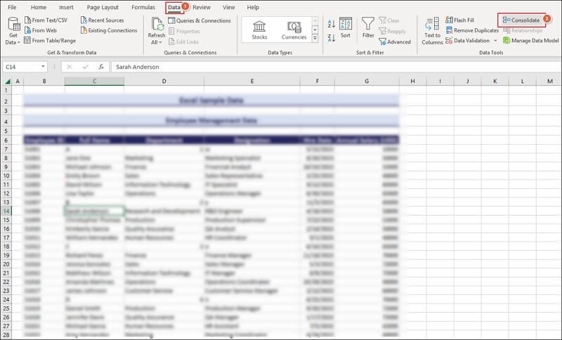 Click on Consolidate