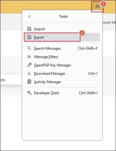 Display the Thunderbird Menu