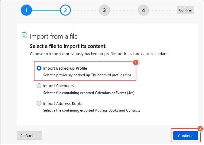 Import Backed-up Profile